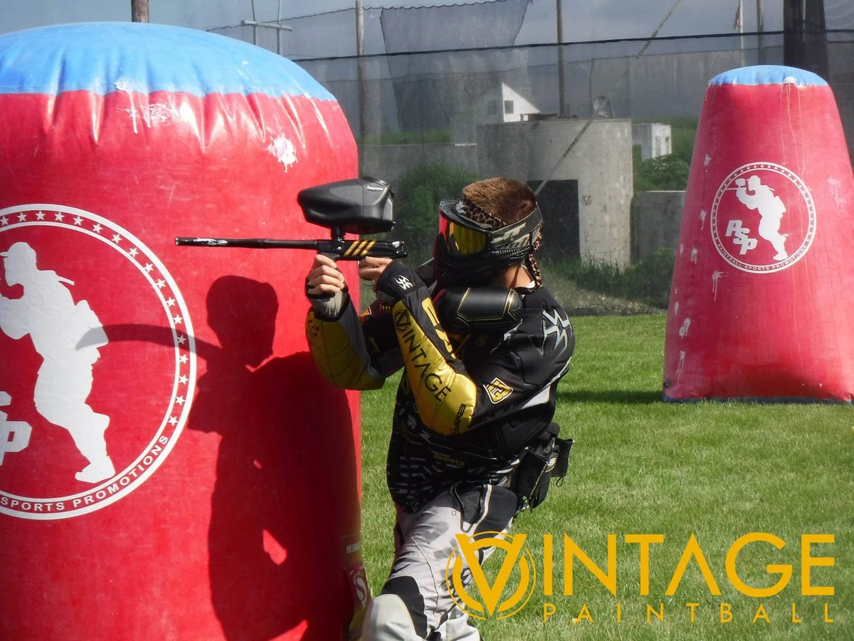 Tony, 13 on his sleeve, aims around a PSP inflatable in Vintage black and gold, June 2015.